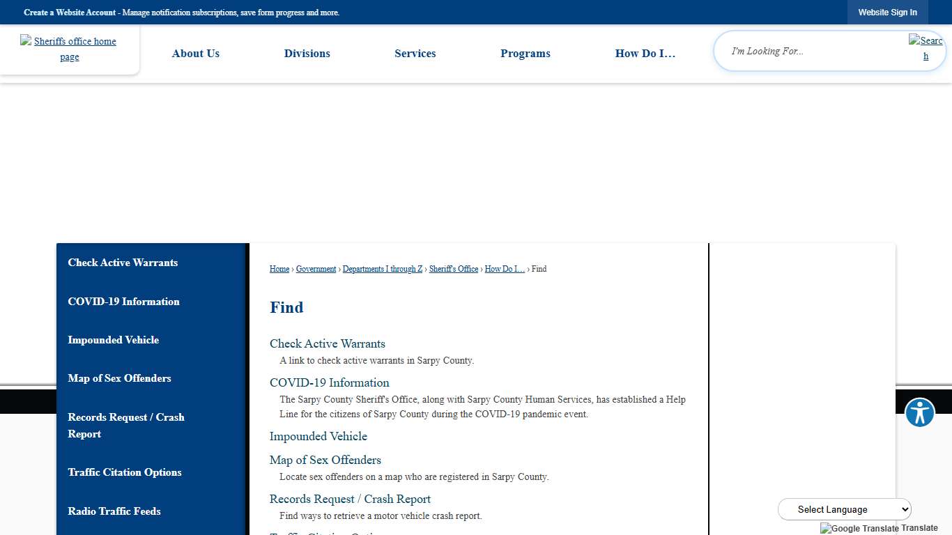 Find | Sarpy County, NE