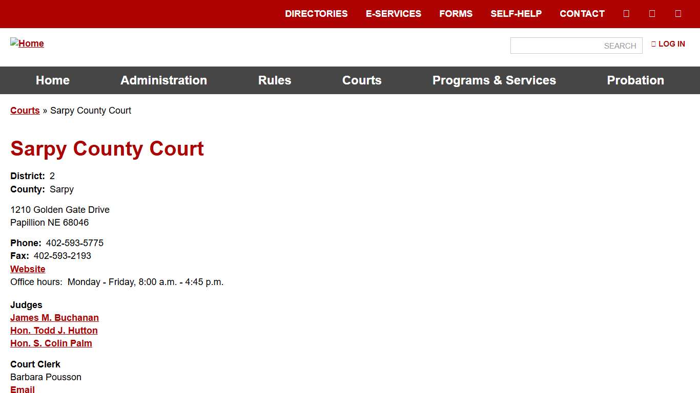 Sarpy County Court | Nebraska Judicial Branch